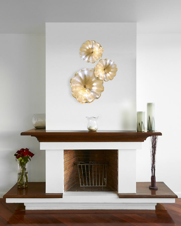 Beige Feather 12"D Hand Blown Art Glass Wall Decor