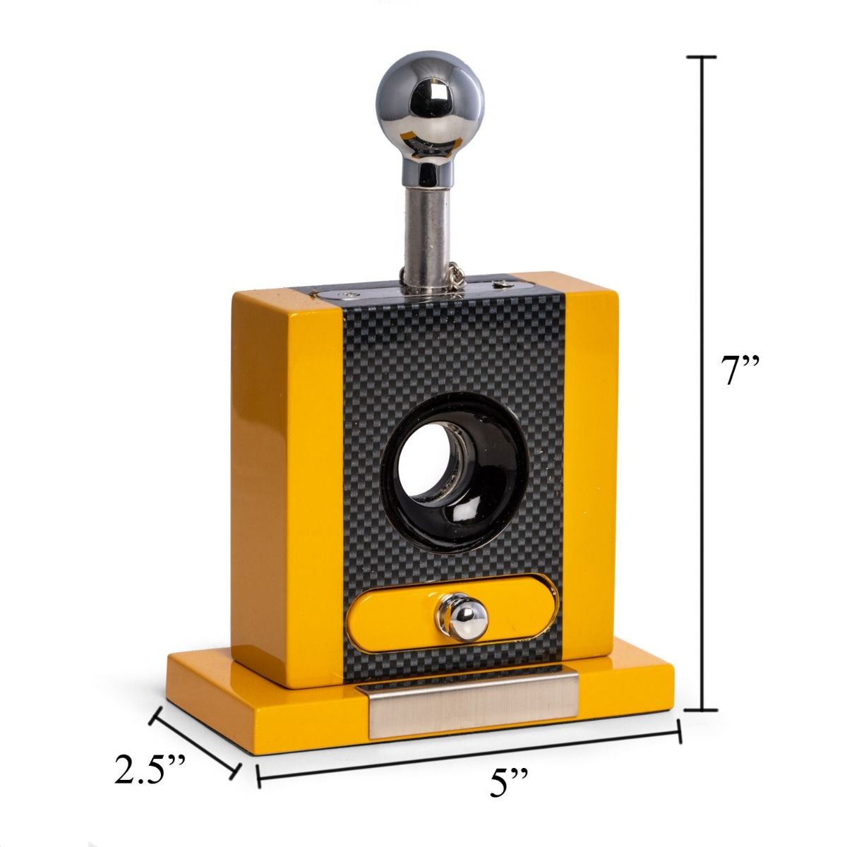 Table Top Cigar Cutter with Drawer Yellow & "Carbon Fiber" Color