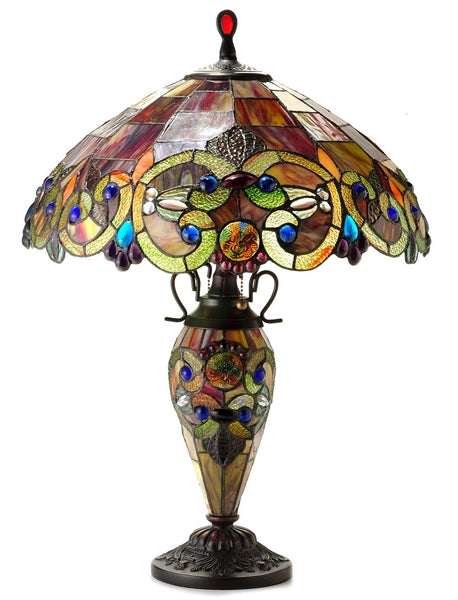 Tiffany-style 3 Light Victorian Double Lit Table Lamp