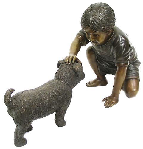 BOY WITH A DOG (CAST IN BRONZE)