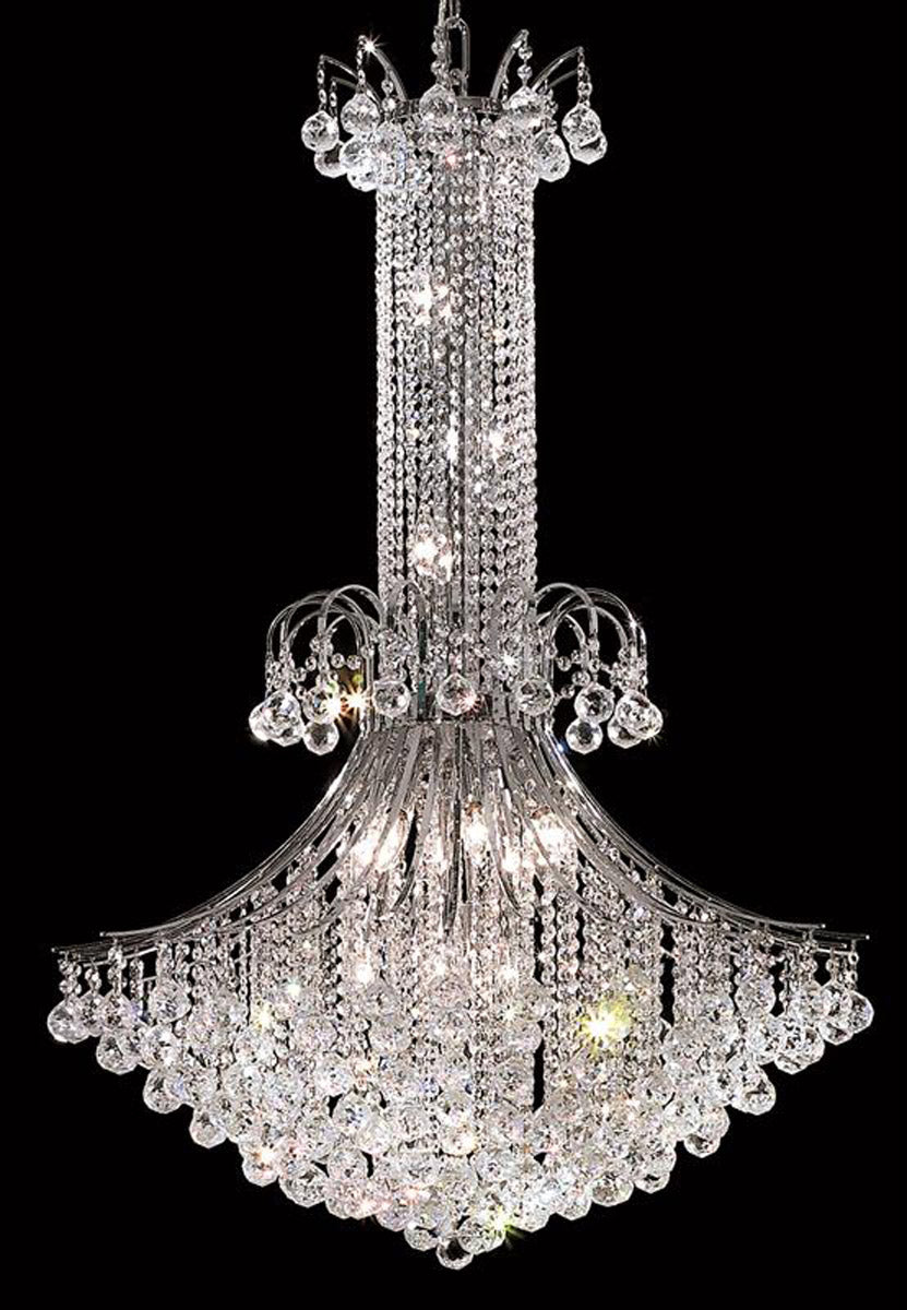 16 Light 35 inch Chrome Foyer Ceiling Light in Hand Cut