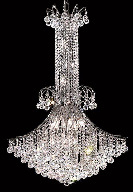 16 Light 35 inch Chrome Foyer Ceiling Light in Hand Cut