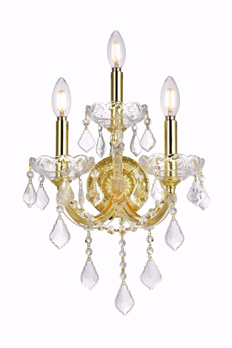 3 LT MARIA THERESA SCONCE Gold Frame/Clear Crystal