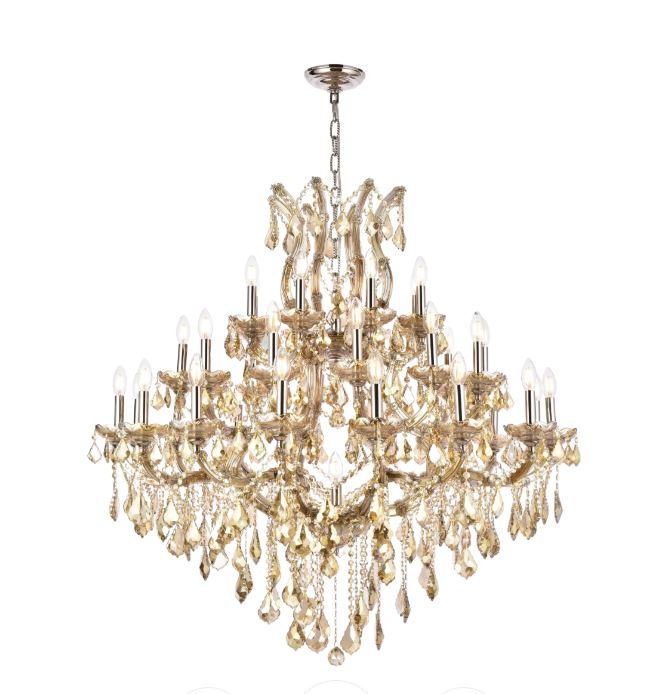 Maria Theresa 44" 37 Light Golden Teak Crystal