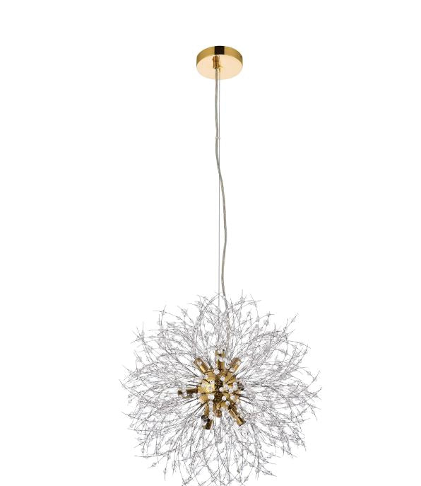 18" Crystal Pendant Bright Gold Finish