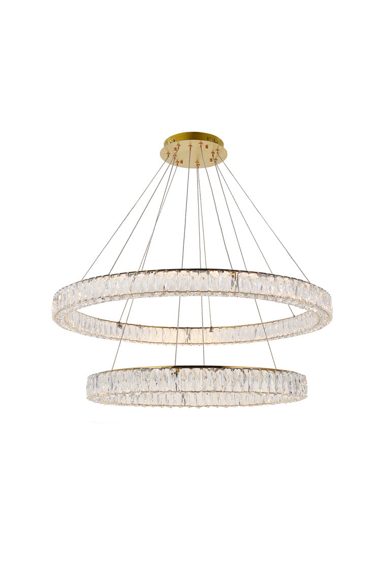Integrated LED Chandelier with Clear Royal Cut Crystal and Gold Finish