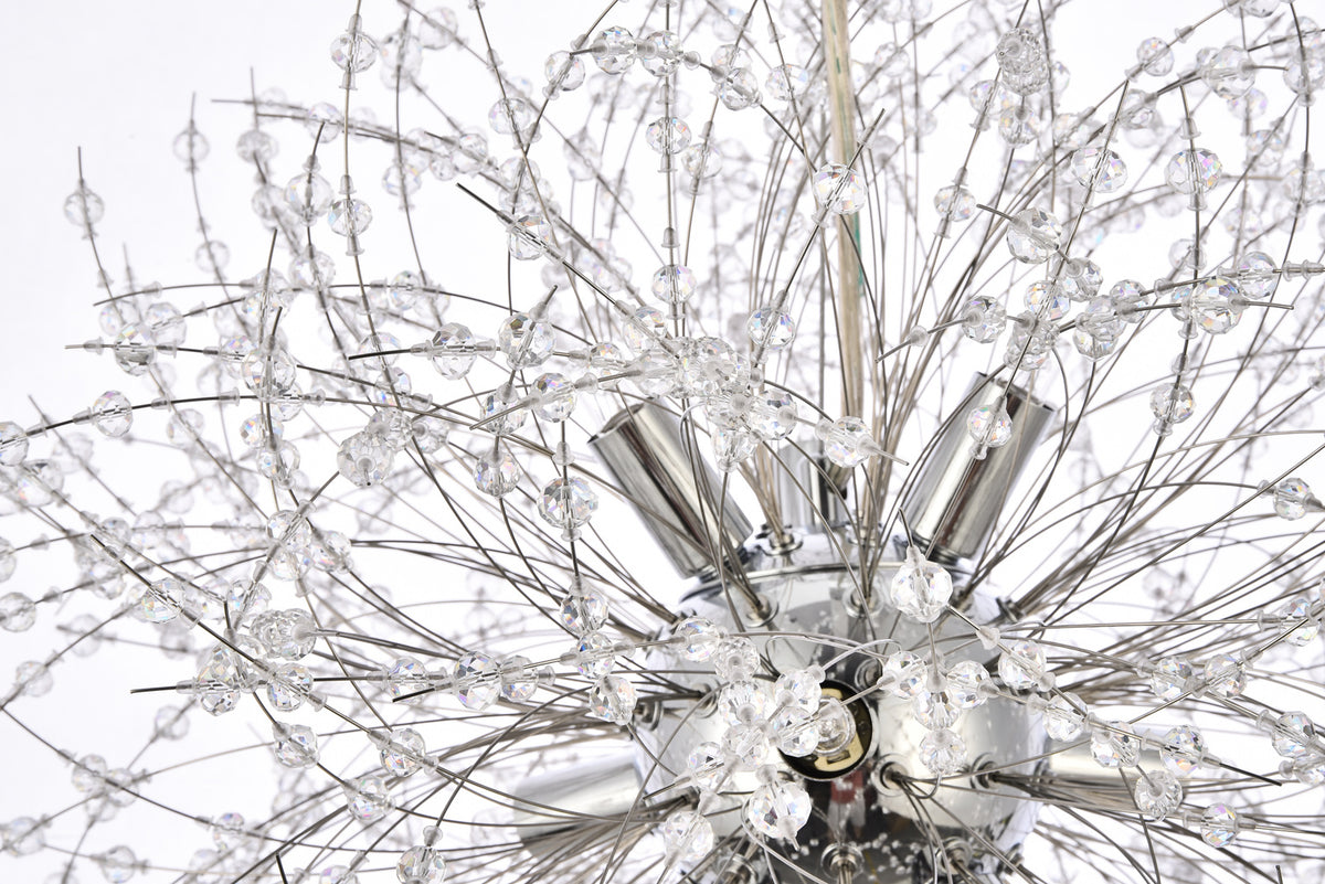 9 light Chrome and Clear Crystal Pendant Lamp