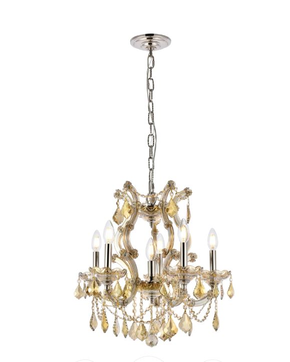 20" Maria Theresa Chandelier Golden Teak Crystal 6Lt
