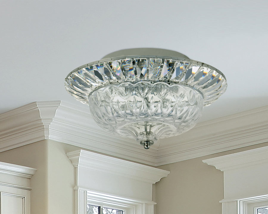 Spontaneous 14"W Crystal Flush Mount