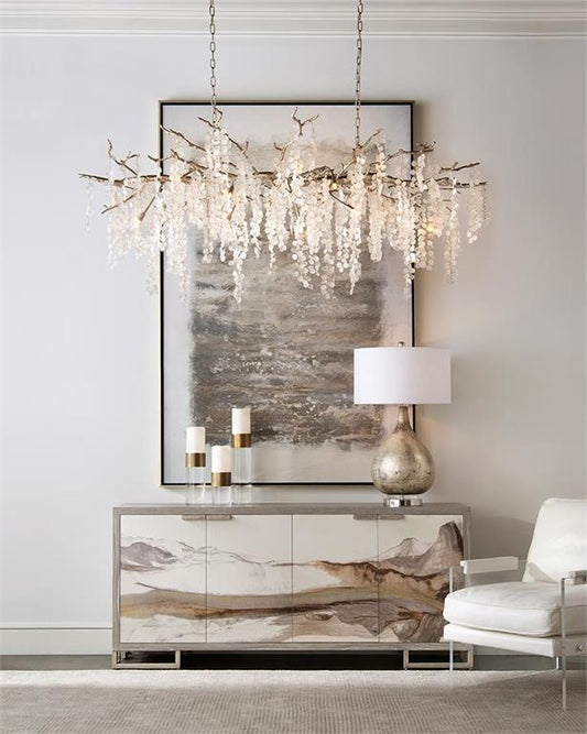 Shiro-Noda Fifteen-Light Glass Cluster Horizontal Chandelier