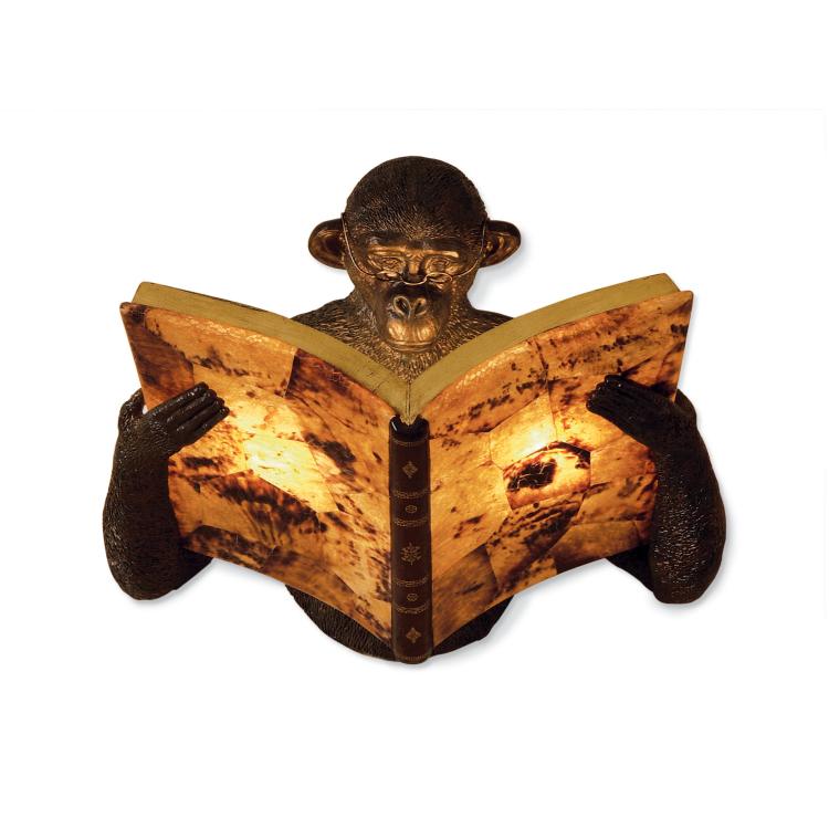 Monkey Reading Book Wall Sconce