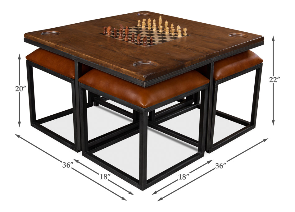 LOW GAME TABLE WITH 4 STOOLS