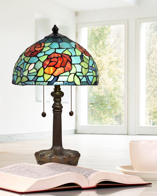 Crimson Rose 20"H Tiffany Table Lamp