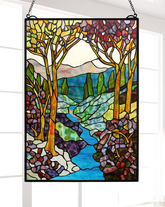 Landscape 26"H Tiffany Window Panel