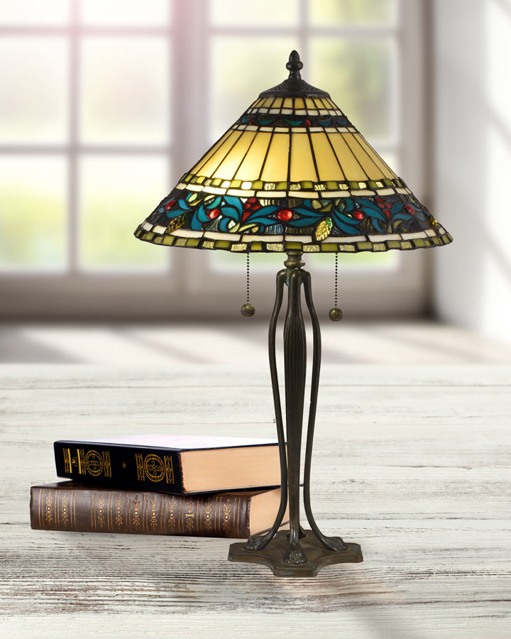 Jeweled Leaves 25.5"H Tiffany Table Lamp
