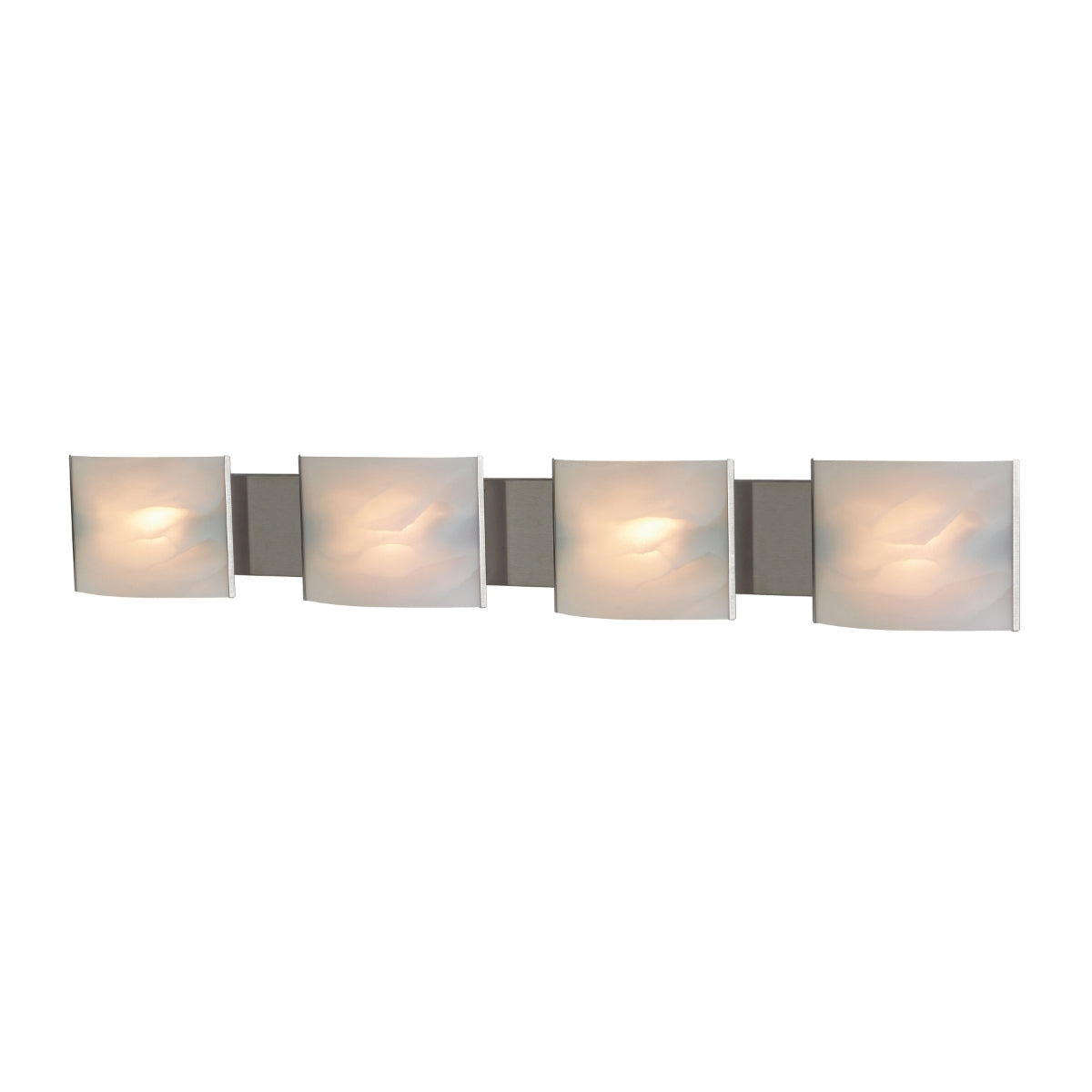 Pannelli Vanity - 4 light w/lamps. White Alabaster glass / SS finish.