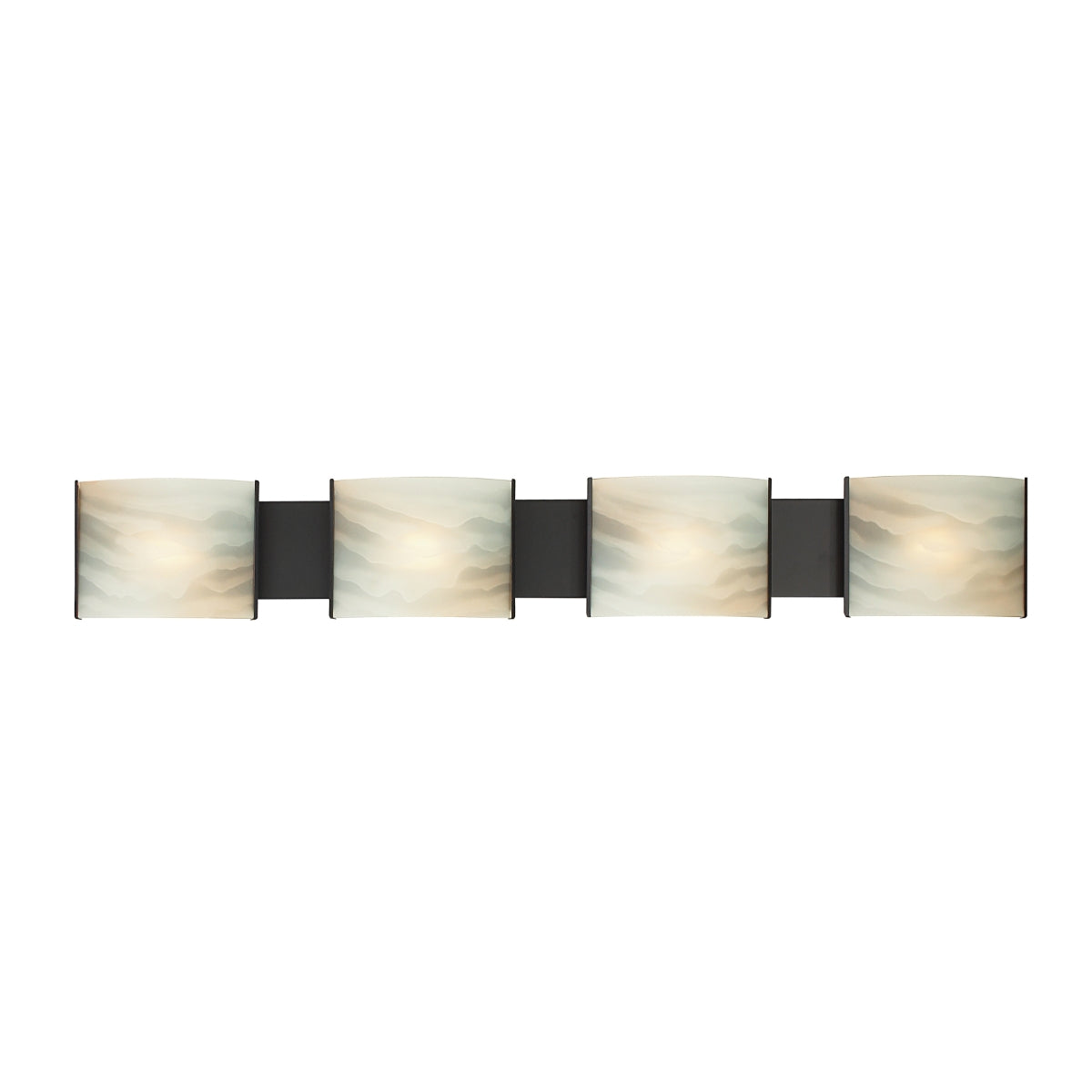 Pannelli Vanity - 4 light w/lamps. Honey Alabaster glass / ORB finish.