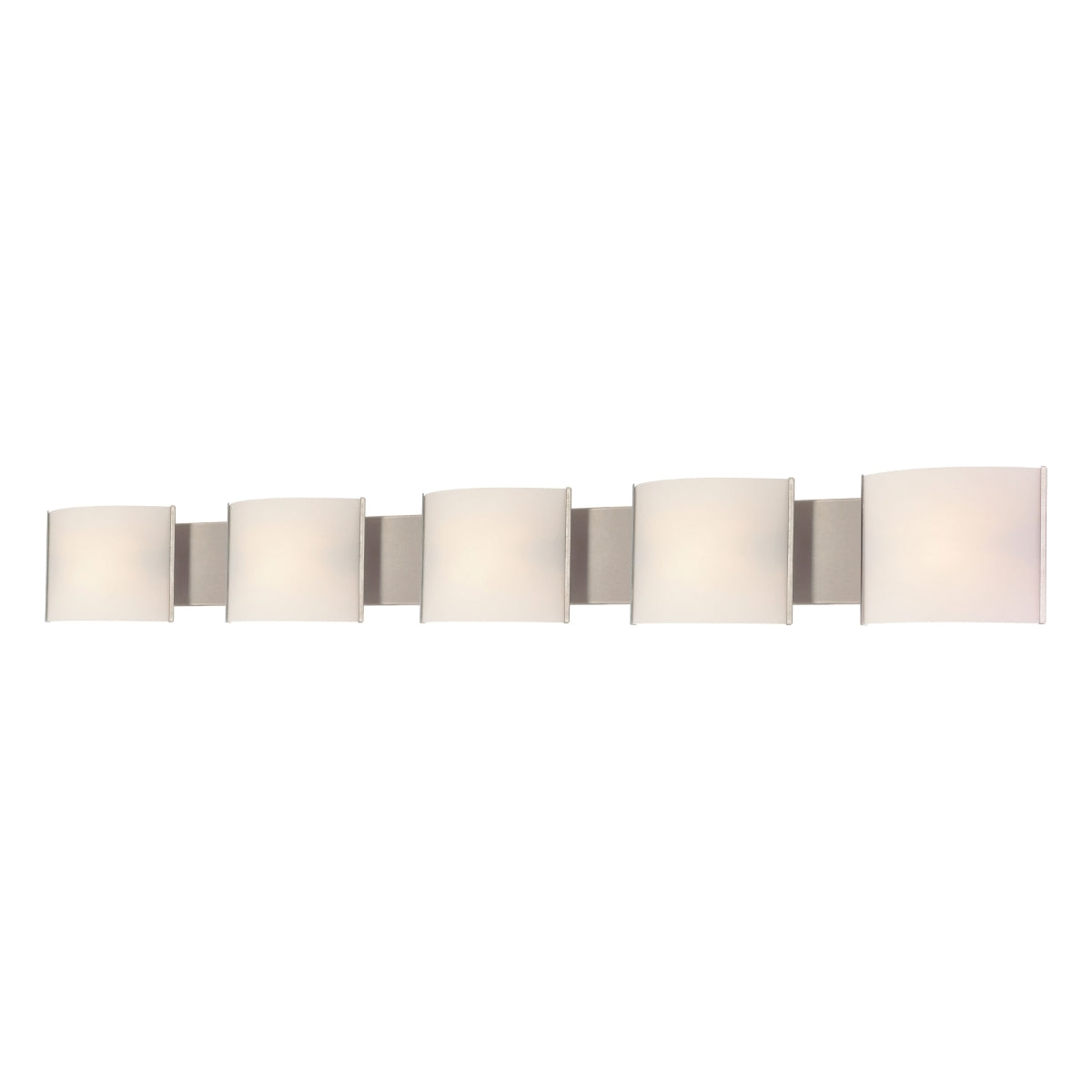 Pannelli Vanity - 5 light w/lamps. White Opal glass / SS finish.