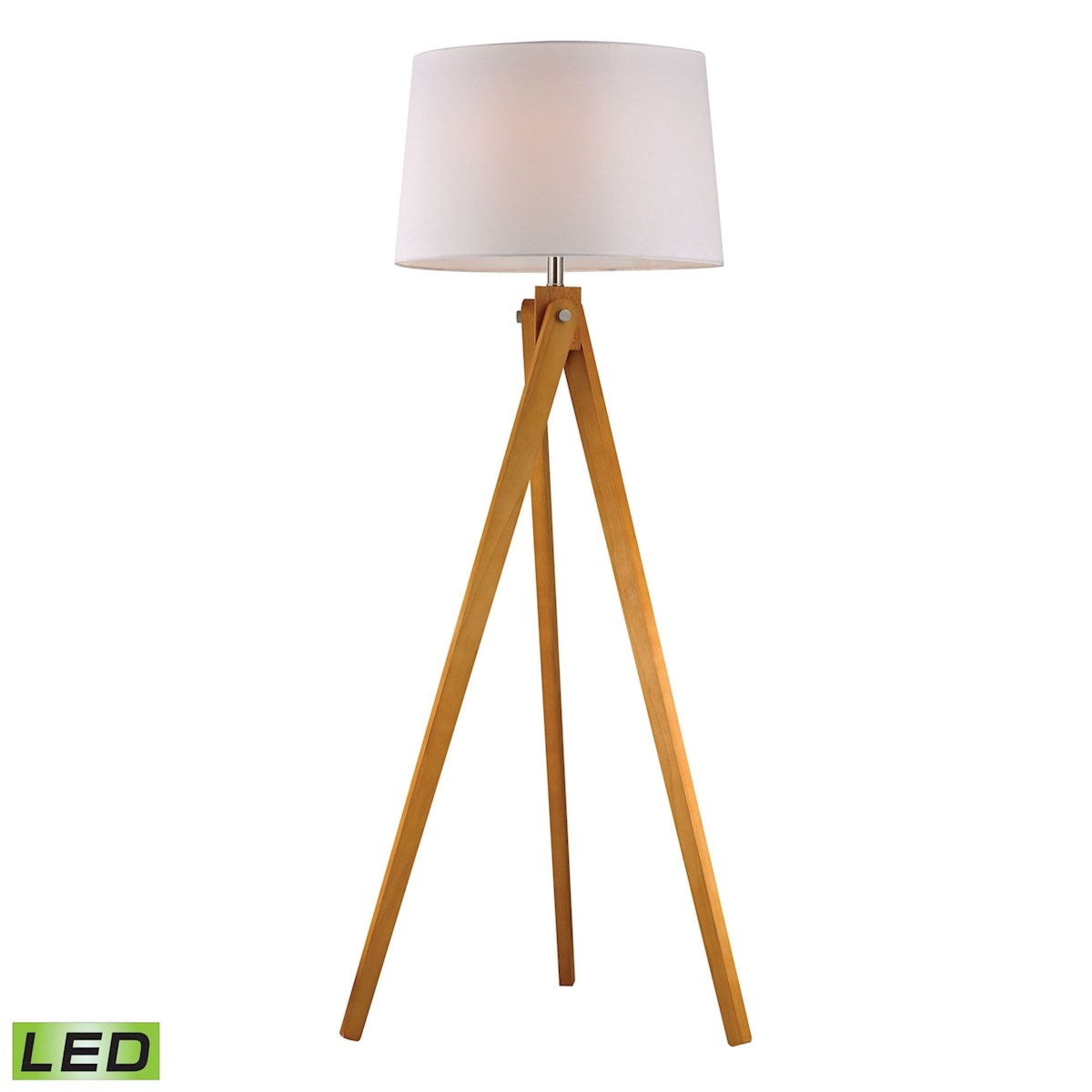 Wooden Tripod 63"LED Floor Lamp in Natural Wood Tone
