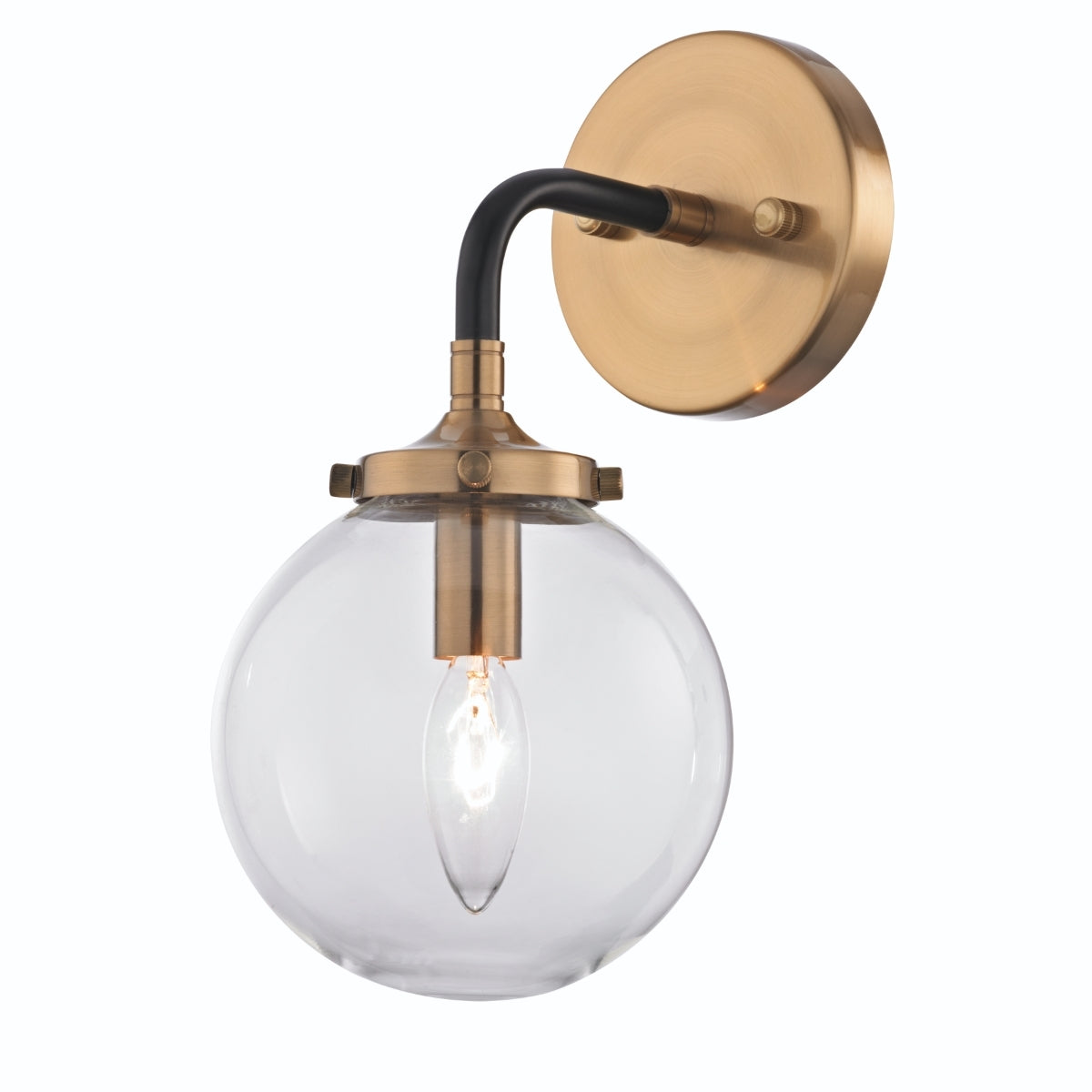 Boudreaux 1 Light Wall Sconce in Matte Black and Antique Gold