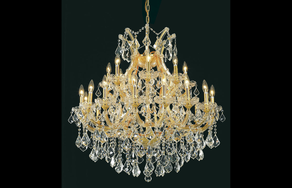 36" MARIA THERESA Gold Frame/Clear Crystal 24Lts