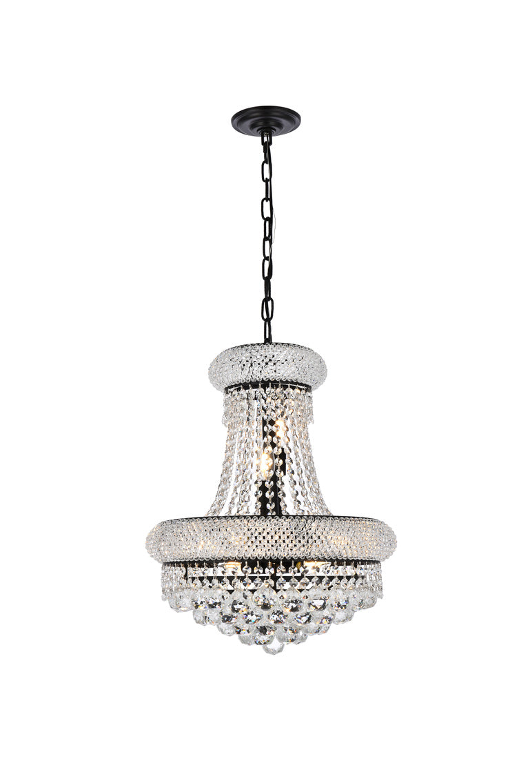 16" Mini Clear Crystal Chandelier with Black Finish