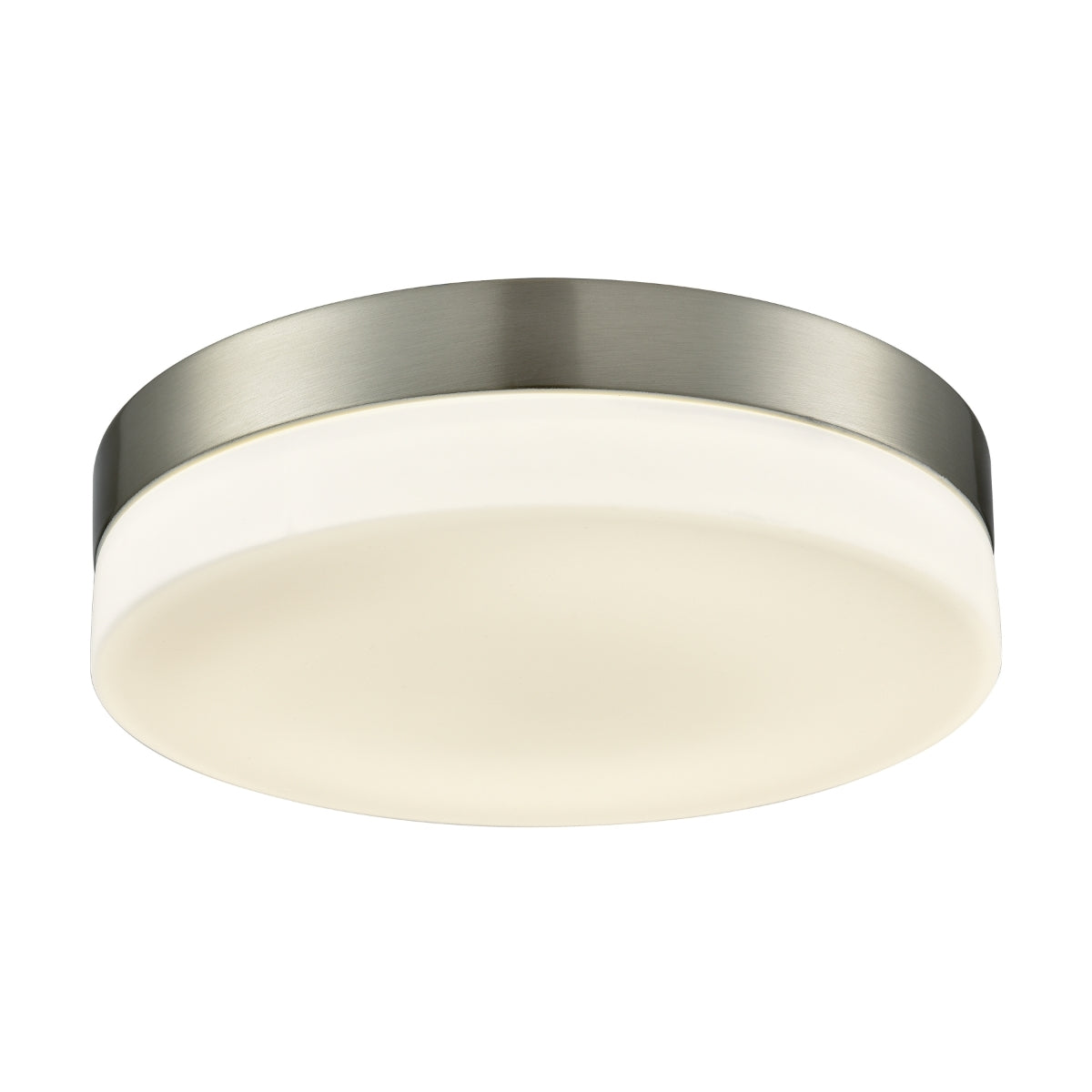11" Round Flushmount in Satin Nickel with Opal Glass - Large