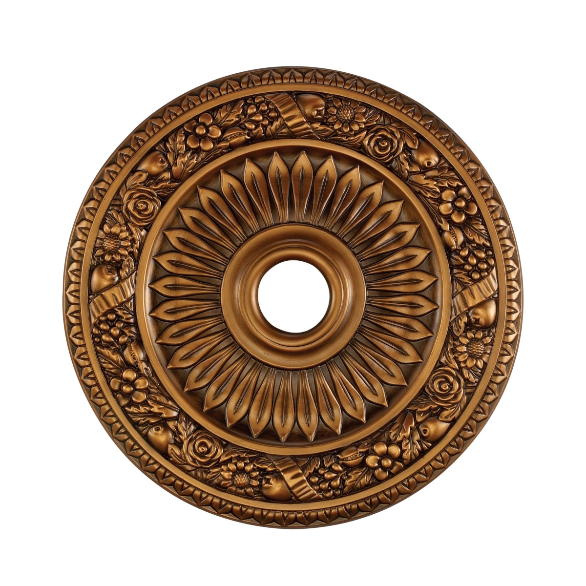 Floral Wreath Medallion 24 Inch in Antique Bronze Finish