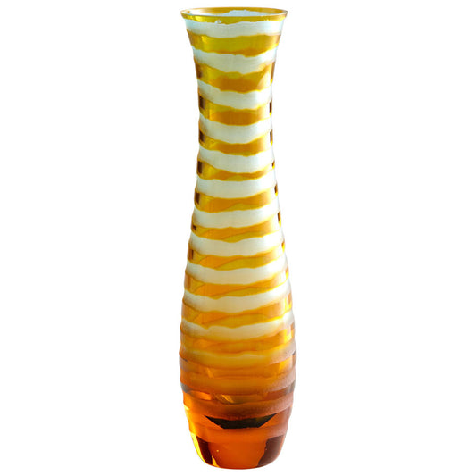 Medium Blue And Orange Chiseled Vase