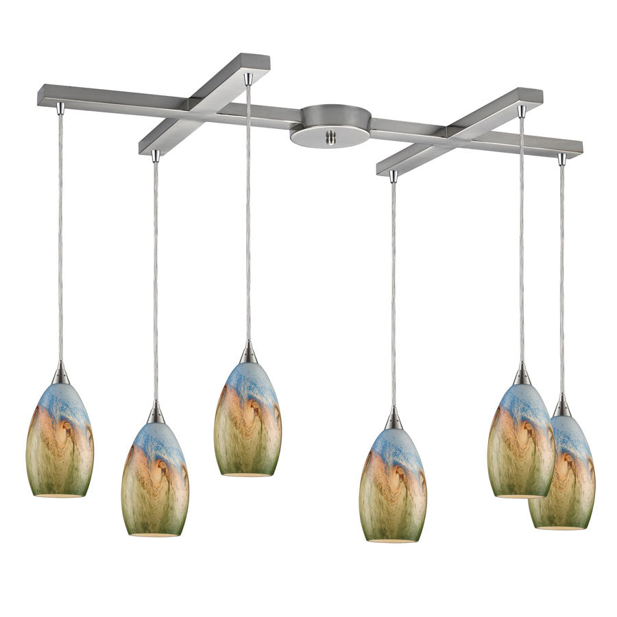 Geologic 6-Lt Chand in Satin Nickel