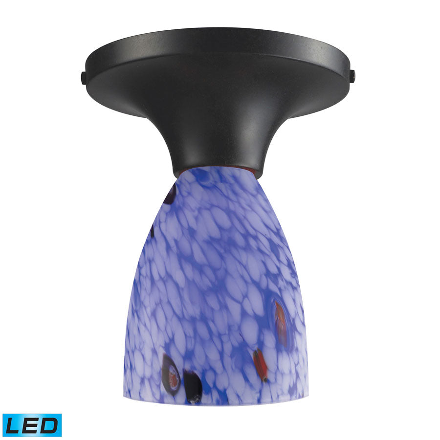 Celina 1-Light Semi-Flush in Dark Rust and Starburst Blue Glass - LED Offering Up To 800 Lumens (60
