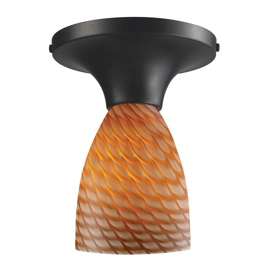 Celina 1-Light Semi-Flush in Dark Rust and Coco Glass