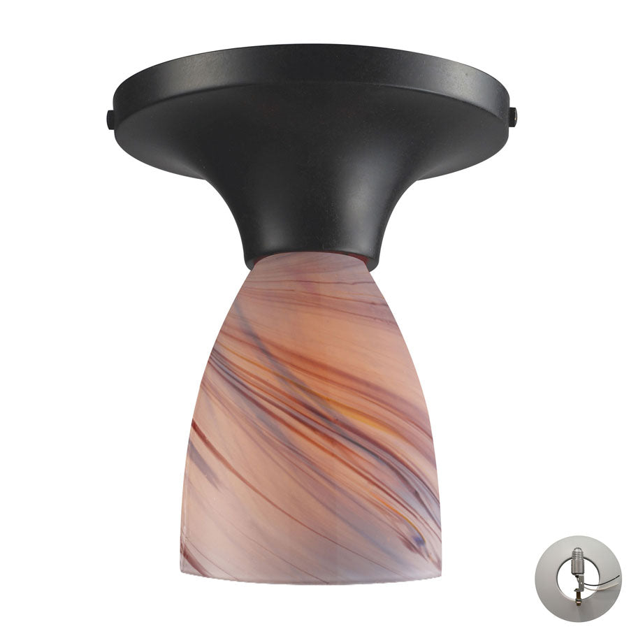 Celina 1 Light Semi Flush in Dark Rust and Creme Glass - Includes Adapter Kit