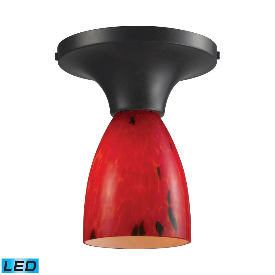 Celina 1-Light Semi-Flush in Dark Rust and Fire Red Glass - LED Offering Up To 800 Lumens (60 Watt
