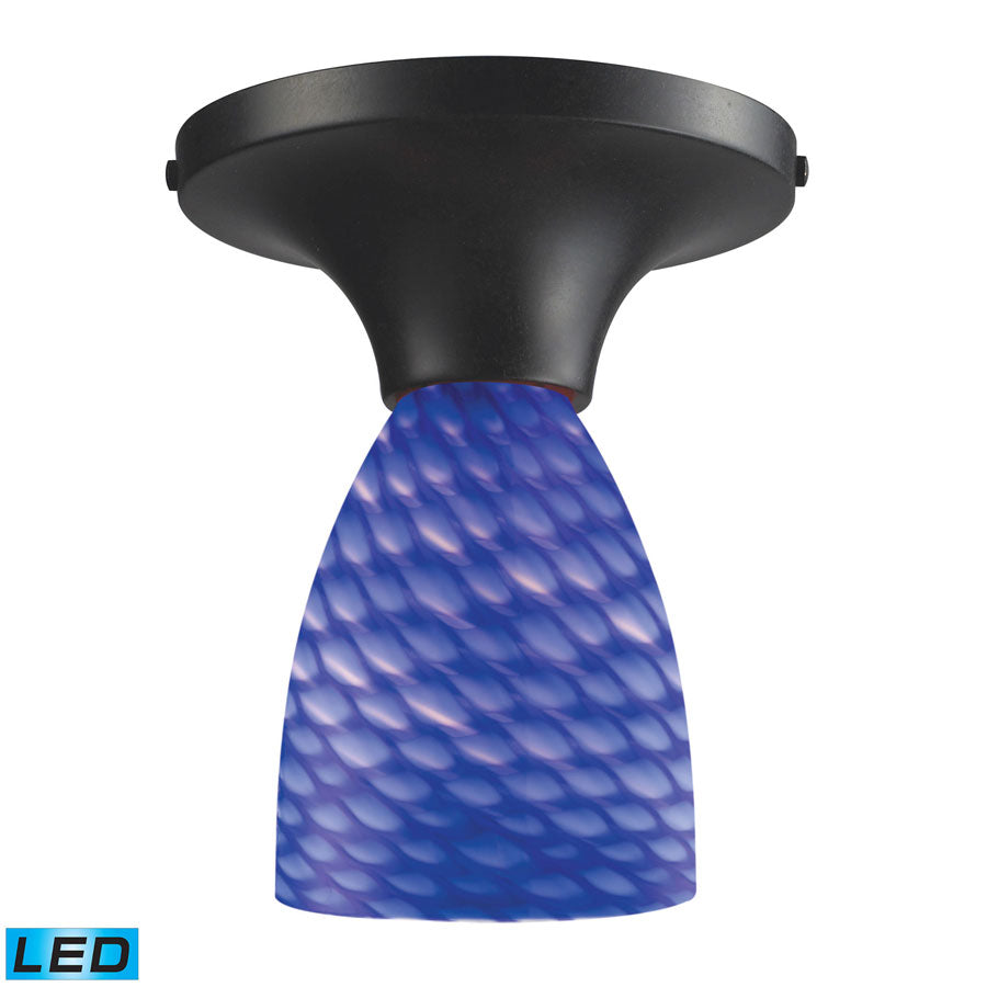 Celina 1-Light Semi-Flush in Dark Rust and Sapphire Glass - LED Offering Up To 800 Lumens (60 Watt E