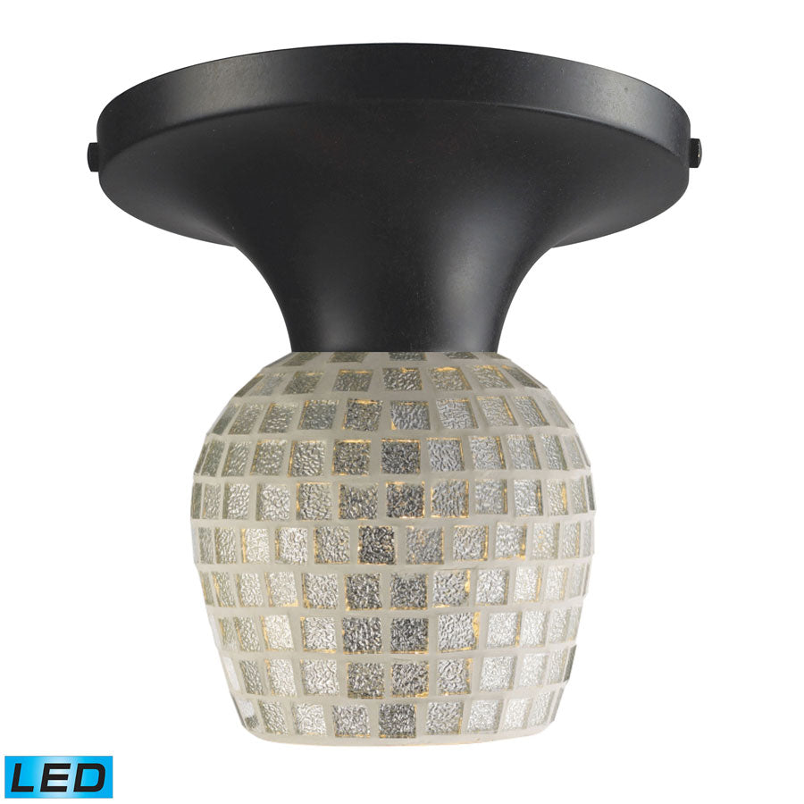 Celina 1-Light Semi-Flush in Dark Rust and Silver Glass - LED Offering Up To 800 Lumens (60 Watt Equ