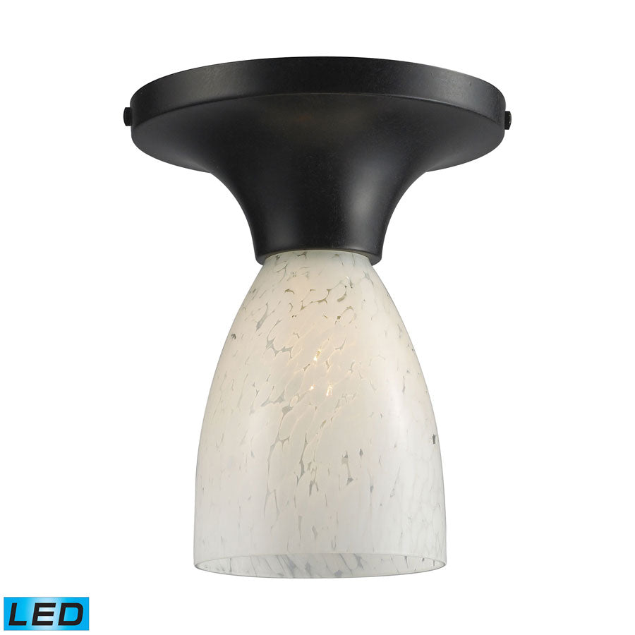 Celina 1-Light Semi-Flush in Dark Rust and Snow White Glass - LED Offering Up To 800 Lumens (60 Watt