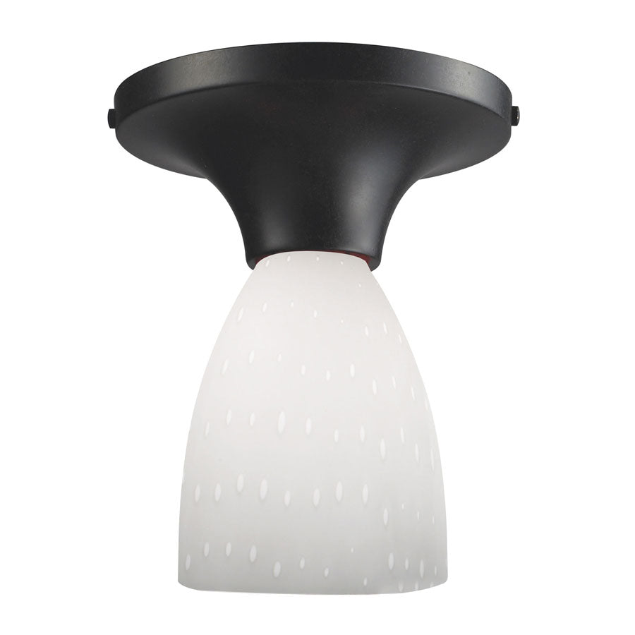 Celina 1-Light Semi-Flush in Dark Rust and Simple White Glass