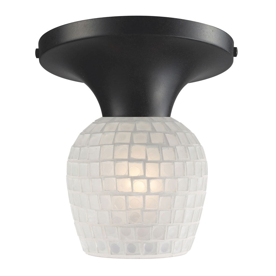 Celina 1-Light Semi-Flush in Dark Rust and White Glass