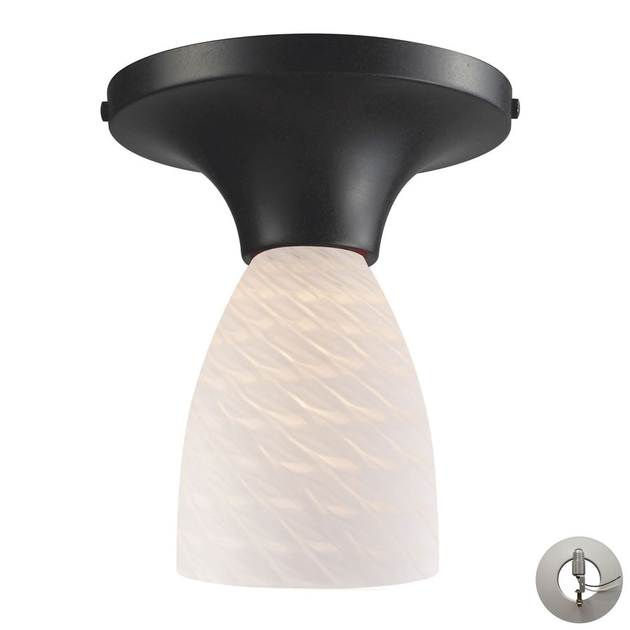 Celina 1 Light Semi Flush in Dark Rust and White Swirl Glass - Includes Adapter Kit