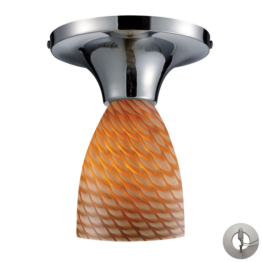 Celina 1 Light Semi Flush in Pollished Chrome and Cocoa Glass - Includes Adapter Kit