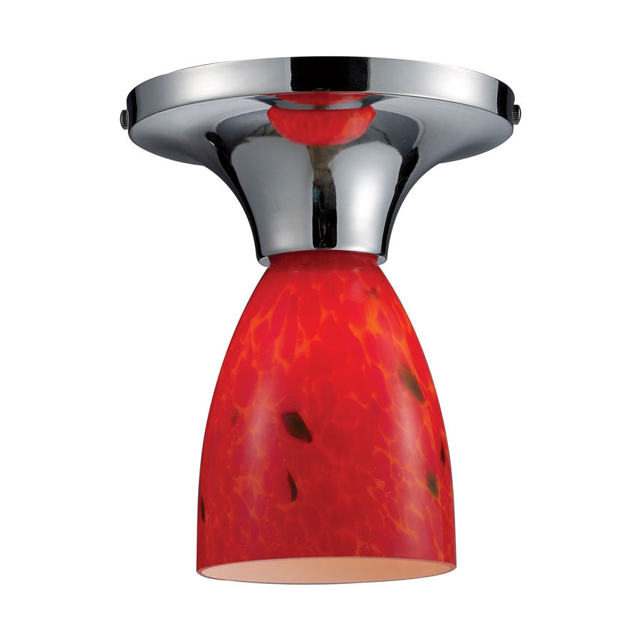 Celina 1-Light Semi-Flush in Polished Chrome and Fire Red Glass