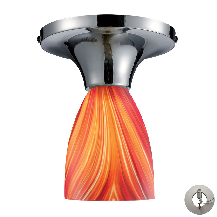 Celina 1 Light Semi Flush in Polished Chrome and Multi Glass - Includes Adapter Kit