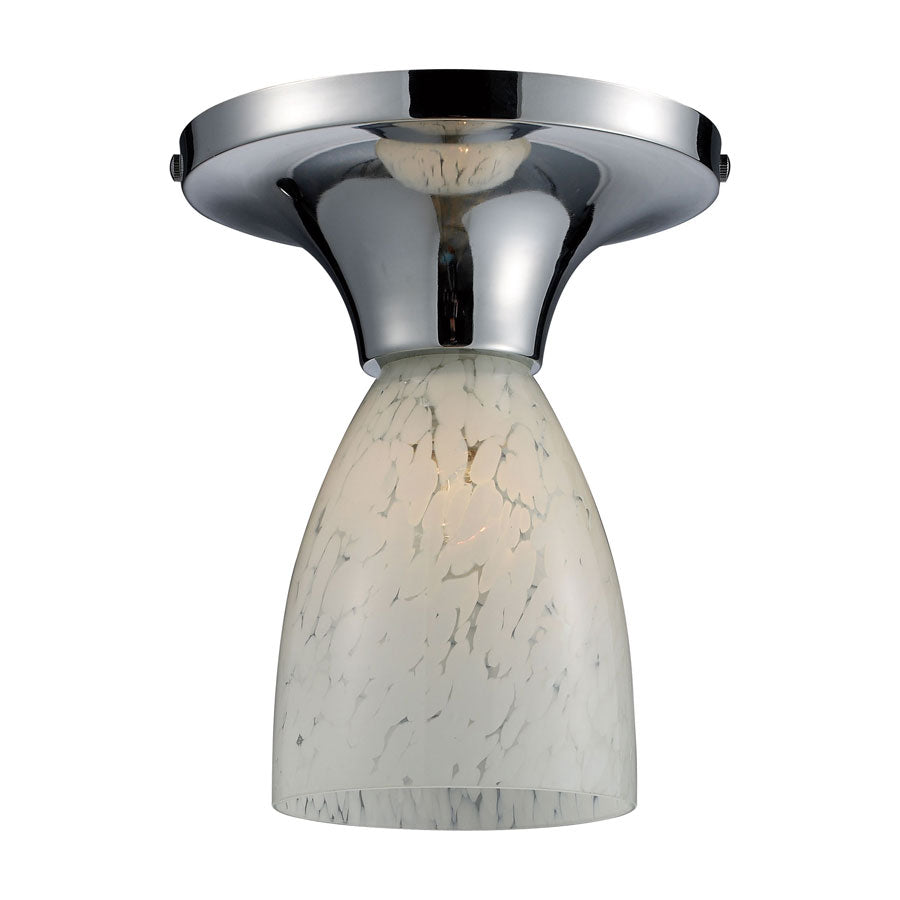 Celina 1-Light Semi-Flush in Polished Chrome and Snow White Glass
