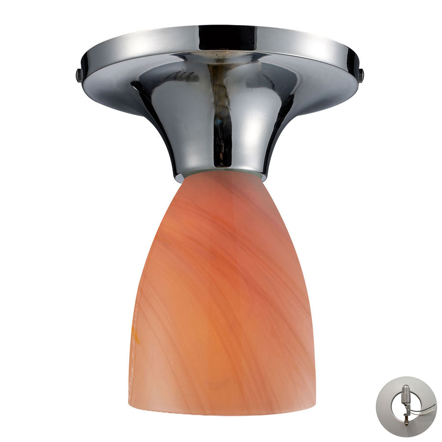 Celina 1 Light Semi Flush in Polished Chrome and Sandy Glass - Includes Adapter Kit