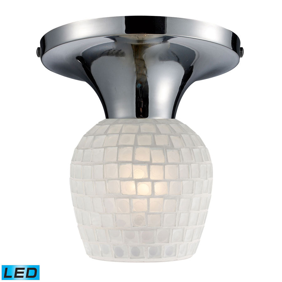 Celina 1-Light Semi-Flush in Polished Chrome and White Glass - LED Offering Up To 800 Lumens (60 Wat