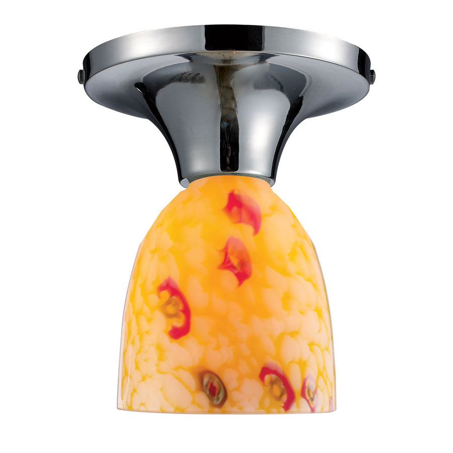 Celina 1-Light Semi-Flush in Polished Chrome and Yellow Glass