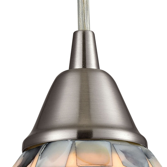 Capri 1 Light Pendant in Satin Nickel and Gray Capiz Shell
