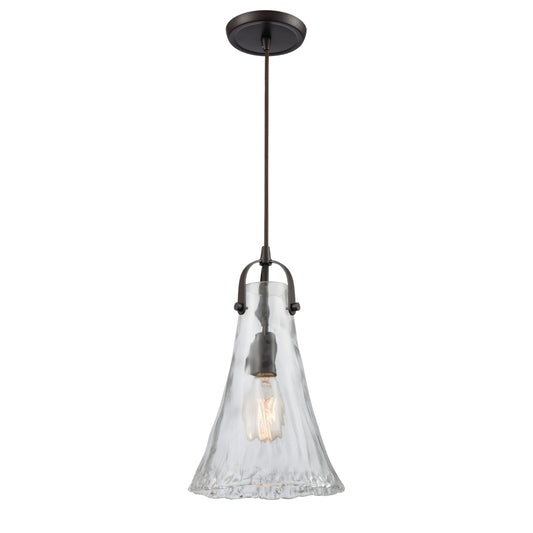 Hand-Formed Glass 1 Pendant Oil Rubbed Bronze