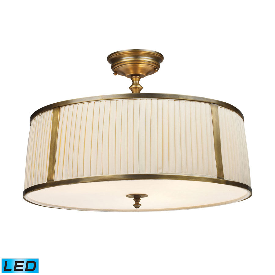 Williamsport 3-Light Semi-Flush in Vintage Brass Patina - LED, 800 Lumens (3200 Lumens Total) with F